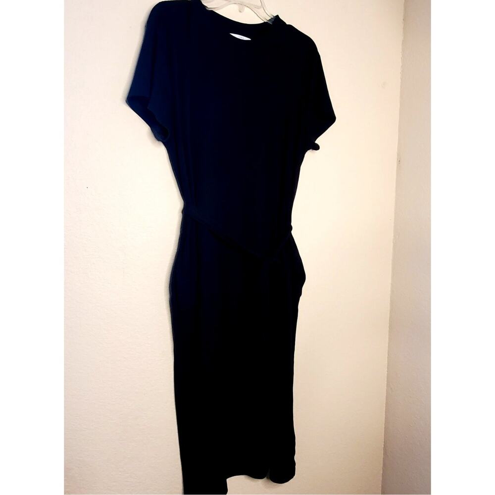 Time and Tru Black Casual Cotton Blend Belted Dress Sz L (12-14)